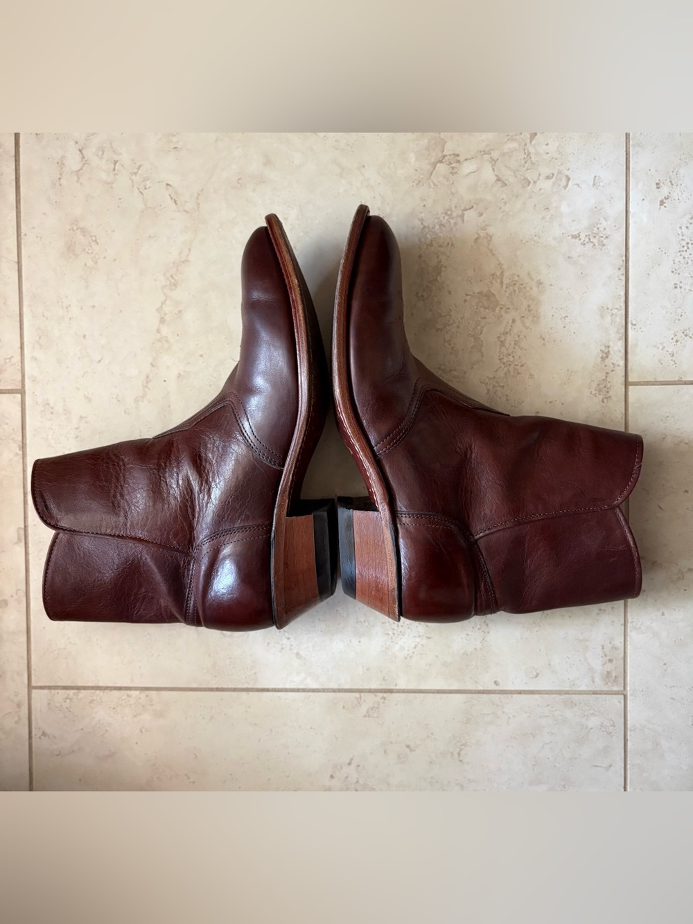 Boulet Ranch Hand Tan Leather Western Dress Ankle Boots Size  11 EEE Extra Wide - Picture 6 of 12